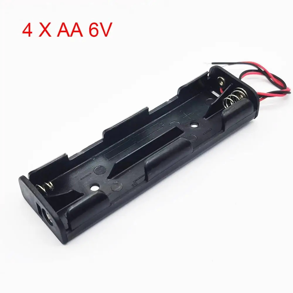 4x AA 6V Battery Box AA Battery Holder 4*AA Battery Storage Box Long Strip Type With Wire Lead