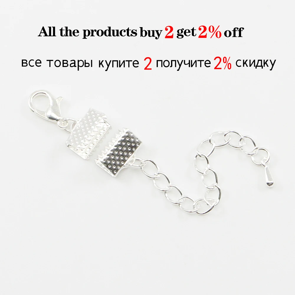 10pcs/lot Ribbon Leather Cord End Fastener Clasps String Clip Chain Lobster Clasps Connector For Jewelry Making Finding Supplies