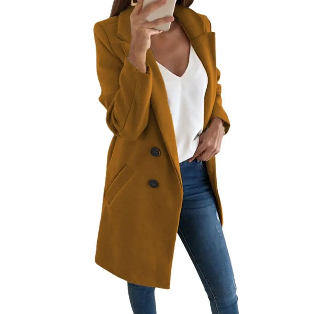 

New Hot Women Casual Autumn Winter Solid Color Lapel Open Front Jacket Long Warm Coat