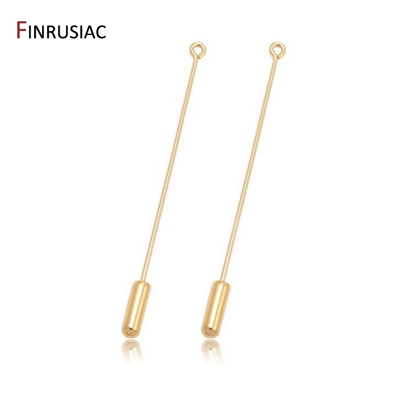 

14K Real Gold Plated 65mm Safety Pins Stopper Loop Brooch Base for DIY Brooch Jewelry Making Supplies