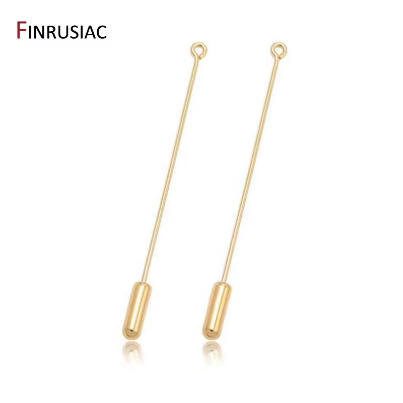 14K echt vergoldete 65mm Sicherheitsnadeln Stopper Loop Broschenbasis für DIY Brosche Schmuckherstellung Zubehör