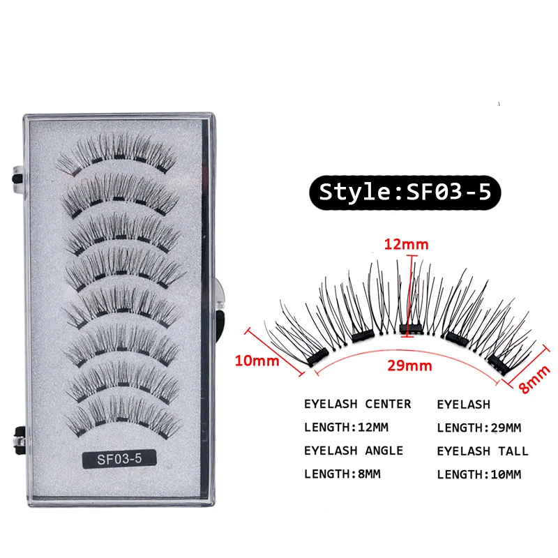4 Paar 5 Magnete 3D Magnetische Falsche Wimpern Handgefertigte Künstliche Faux Cils Magnetische Natürliche Nerz-Wimpern mit Pinzette – Detail 5