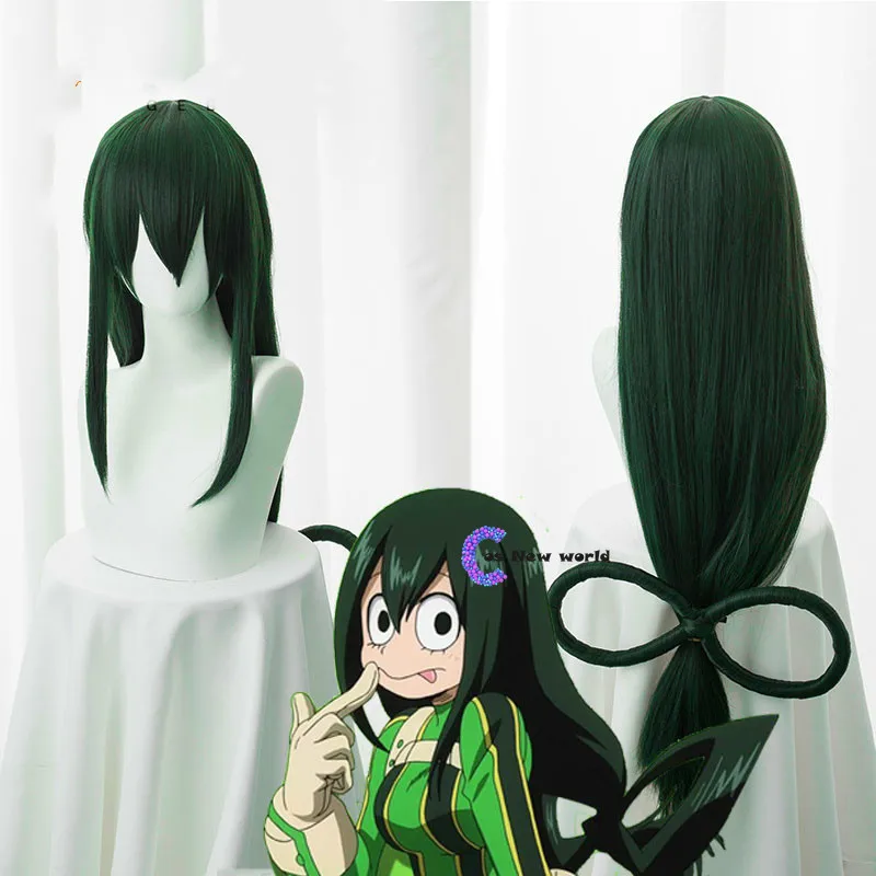 2020 Coshome Boku No Hero Academia Asui Tsuyu Wig My Hero Cosplay Costume Wigs 80cm Green Long Hair Free Wigcap