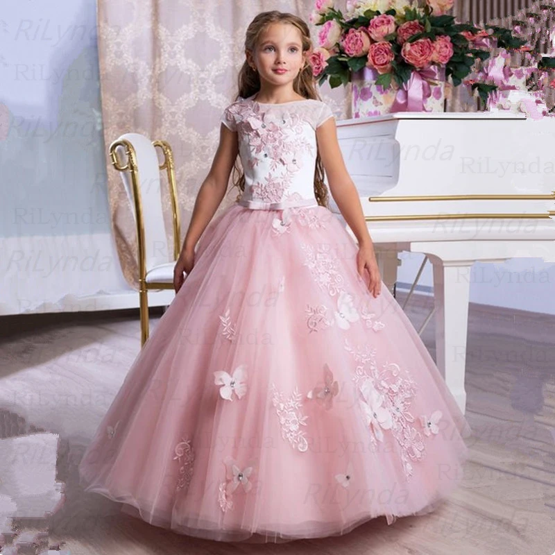 Vintage Blume Mädchen Kleid für Hochzeit Abend Kinder Prinzessin Party Pageant Lange Kleid Kinder Kleider für Mädchen Formale Kleidung