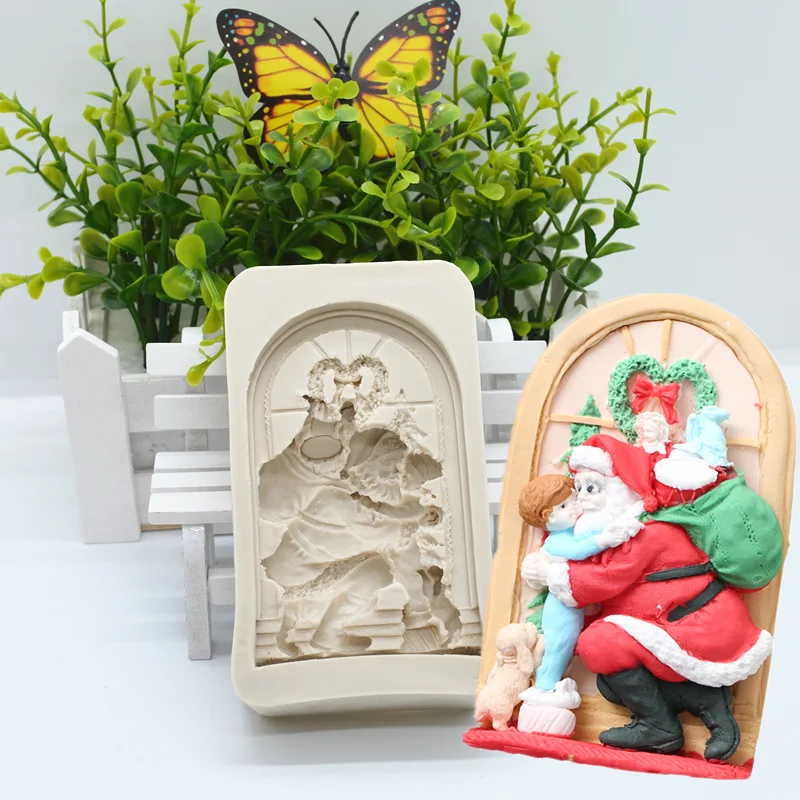 

Santa Claus Window Silicone Mold Resin Kitchen Baking Tool DIY Chocolate Cake Pastry Candy Dessert Fondant Moulds For Decoration