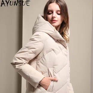 AYUNSUE Women's Down Jacket Fashion High Quality 90% White Duck Down Coat Female Long slim Woman Parkas Chaqueta Mujer 2020