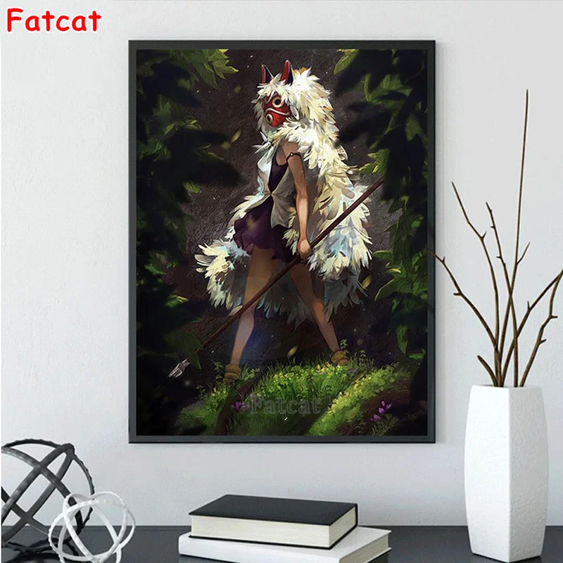 Full Drill Square Round Diamond Embroidery Cartoon Anime Wolf Head Princess Diy Diamond Painting 5d Cross Stitch Diamond PP2858