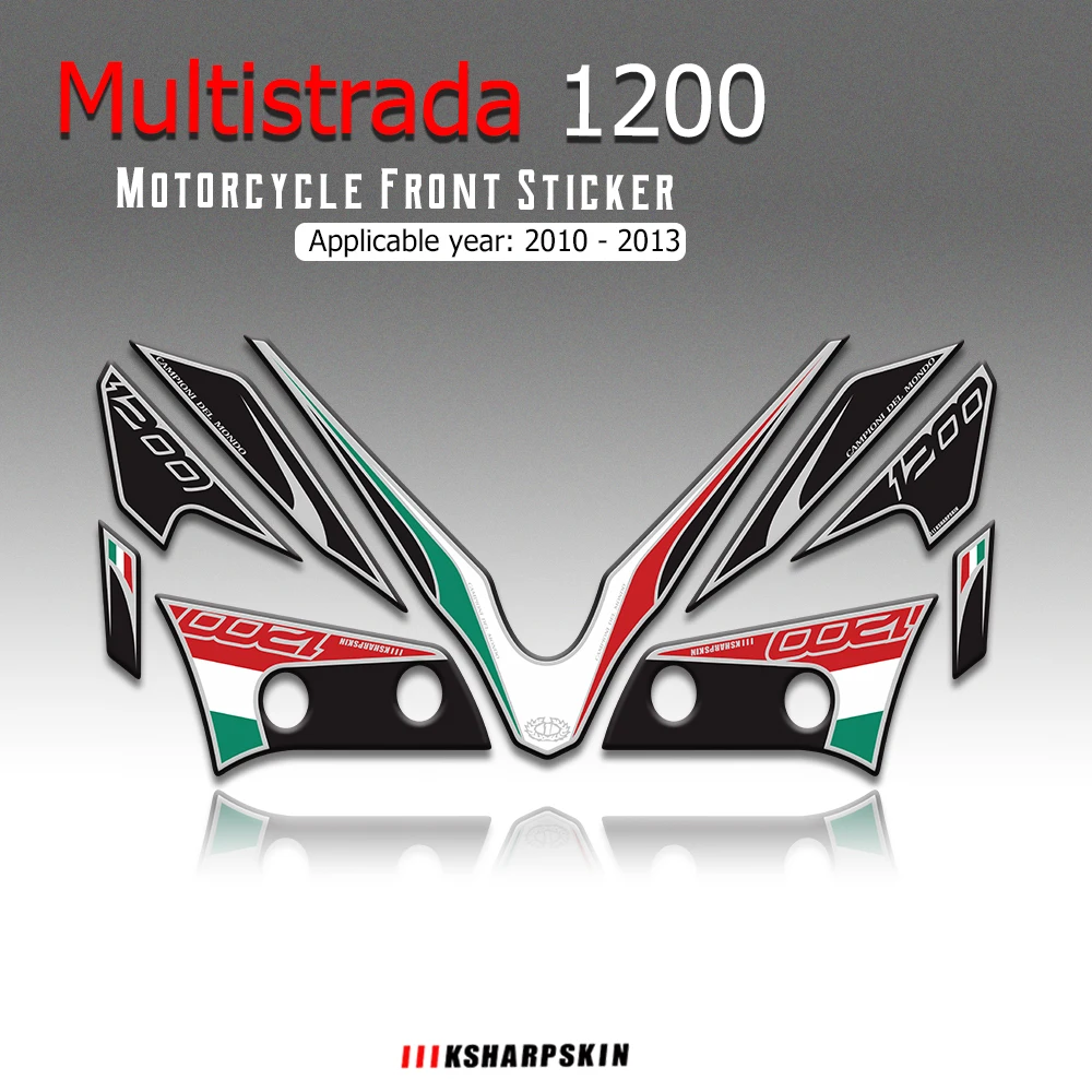 

New Motorcycle Accessories For Ducati Multistrada 1200 2010-2013 Front Fairing Motor Number Board 3D Stickers Gel Protector