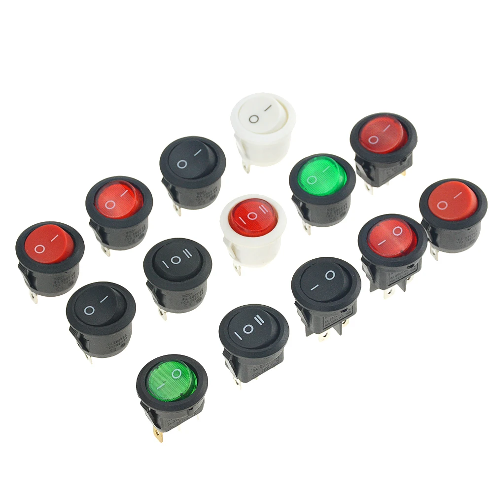 1PCS ON/OFF Round Rocker Toggle Switch 6A/250VAC 20A/12VDC Plastic Push Button Switch Panel Opening 20mm Power switch button