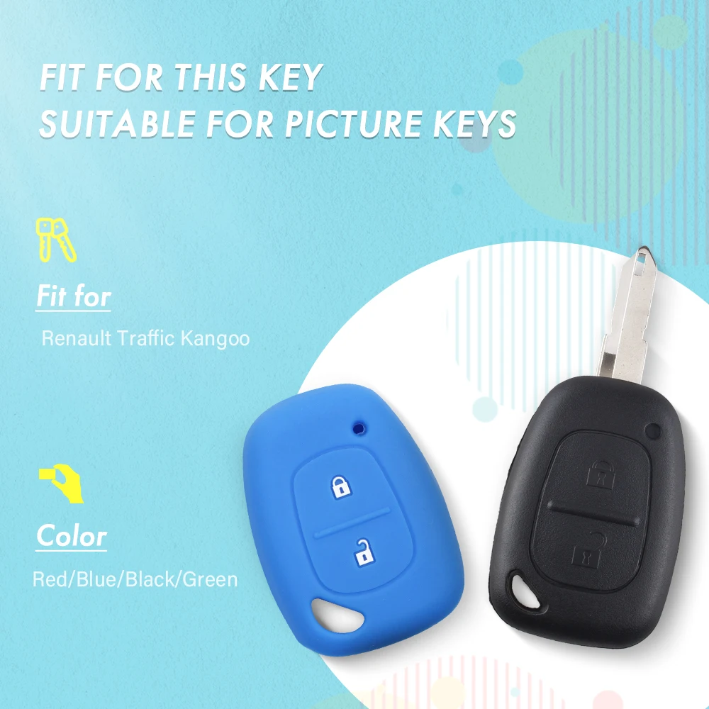 KEYYOU Silicone Car Key Fob Cover Case 2 Button For Renault Kangoo Traffic Master For Opel Vivaro Movano For Nissan Remote Shell