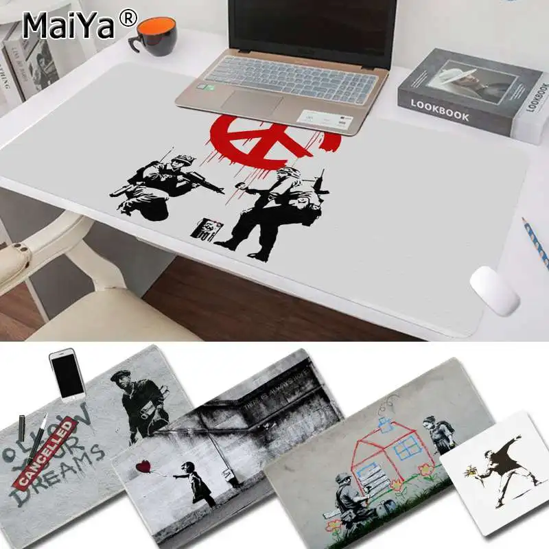 Maiya Skin Street Art Banksy Graffiti Keyboards Mat Rubber Gaming mousepad Desk Mat Free Shipping Large Mouse Pad Keyboards Mat