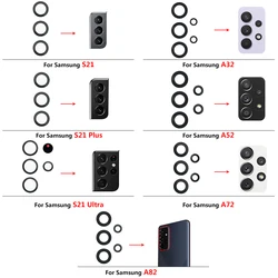 5Pcs，For Samsung A03 Core A33 A53 A73 A32 A52 A72 A82 S21 S22 Plus S21 Ultra FE Rear Back Camera Glass Lens With Glue Adhesive