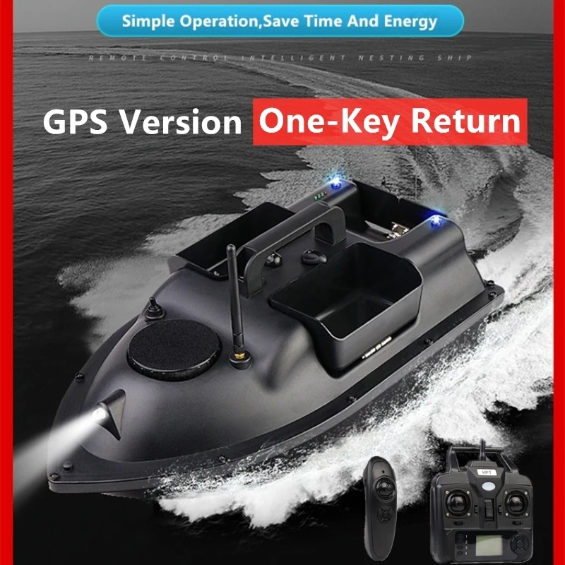 16 GPS Point Intelligent Return 3 Hopper RC Fishing Boat Bait 500M 6H LCD Screen Fish Finder Remote Control GPS RC Bait Boat