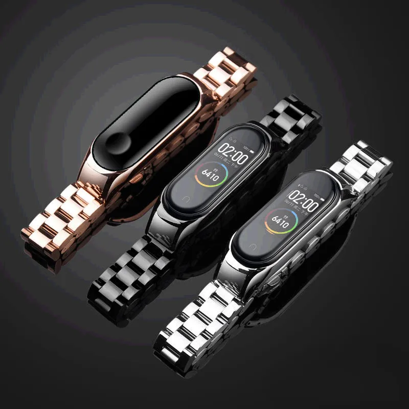 Металлический стальной ремешок для Xiaomi Mi Band 7 6 5, сменный браслет для Mi Band 3 4 5, безвинтовой браслет из нержавеющей стали