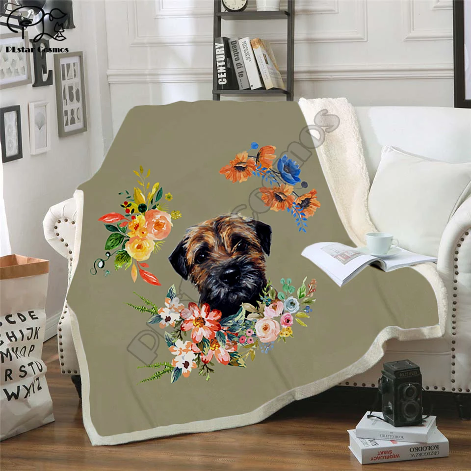 

Plstar Cosmos Pet dog flower puppy funny character Blanket 3D print Sherpa Blanket on Bed Home Textiles Dreamlike style-10