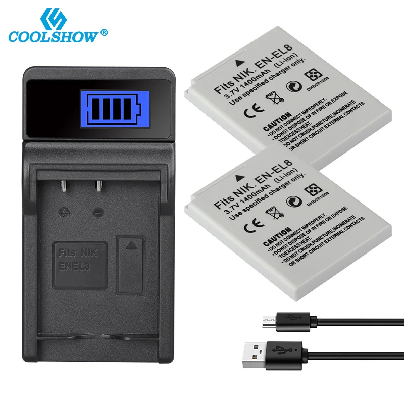 EN EL8 ENEL8 EN-EL8 Batteries for Nikon COOLPIX P1 P2 L1 L2 S1 S2 S3 S4 S5 S6 S7 S7C S8 S9 S51 S50 S52 1400mAh Camera Battery