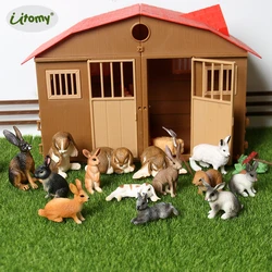 Hand painted Simulation Rabbits Animals Action Figure Farm Animal  Rabbit Cub figurine Model Educational&Collection Toy For Kids
