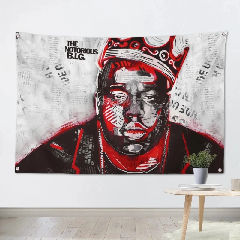 

The Notorious B.I.G Pop Rock Band Poster Cloth Flag Banner Hanging Pictures Music Festival Musical Instrument Store Decor