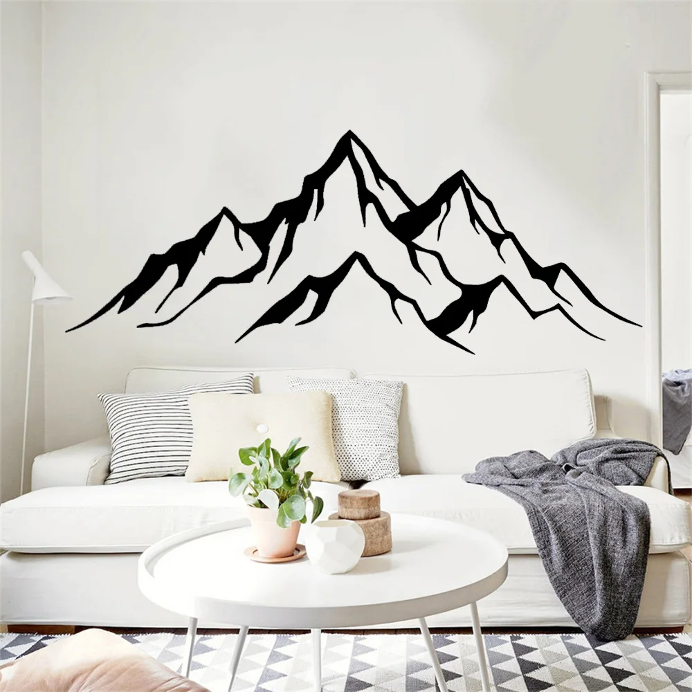 The Mountains Decal. Rustic Home Decor. Travel Adventure Vinyl Sticker. Mountain Range Nursery Bedroom Decoration