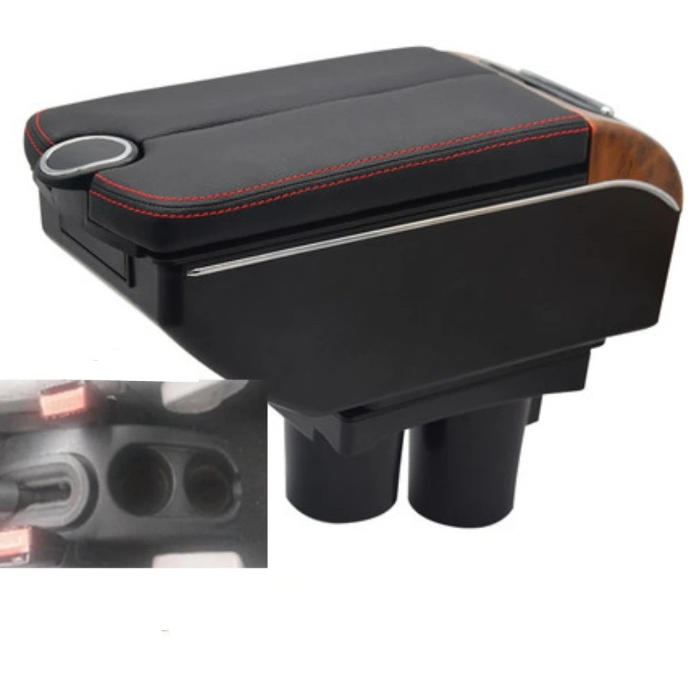 

For Citroen C2 C3 armrest box USB Charging heighten Double layer central Store content cup holder ashtray accessories