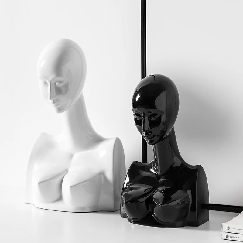 

[Modern] Creative Abstract Art Black and White Character Ceramic Statue Decor Nordic Style Home Decoration Craftsfurnishings