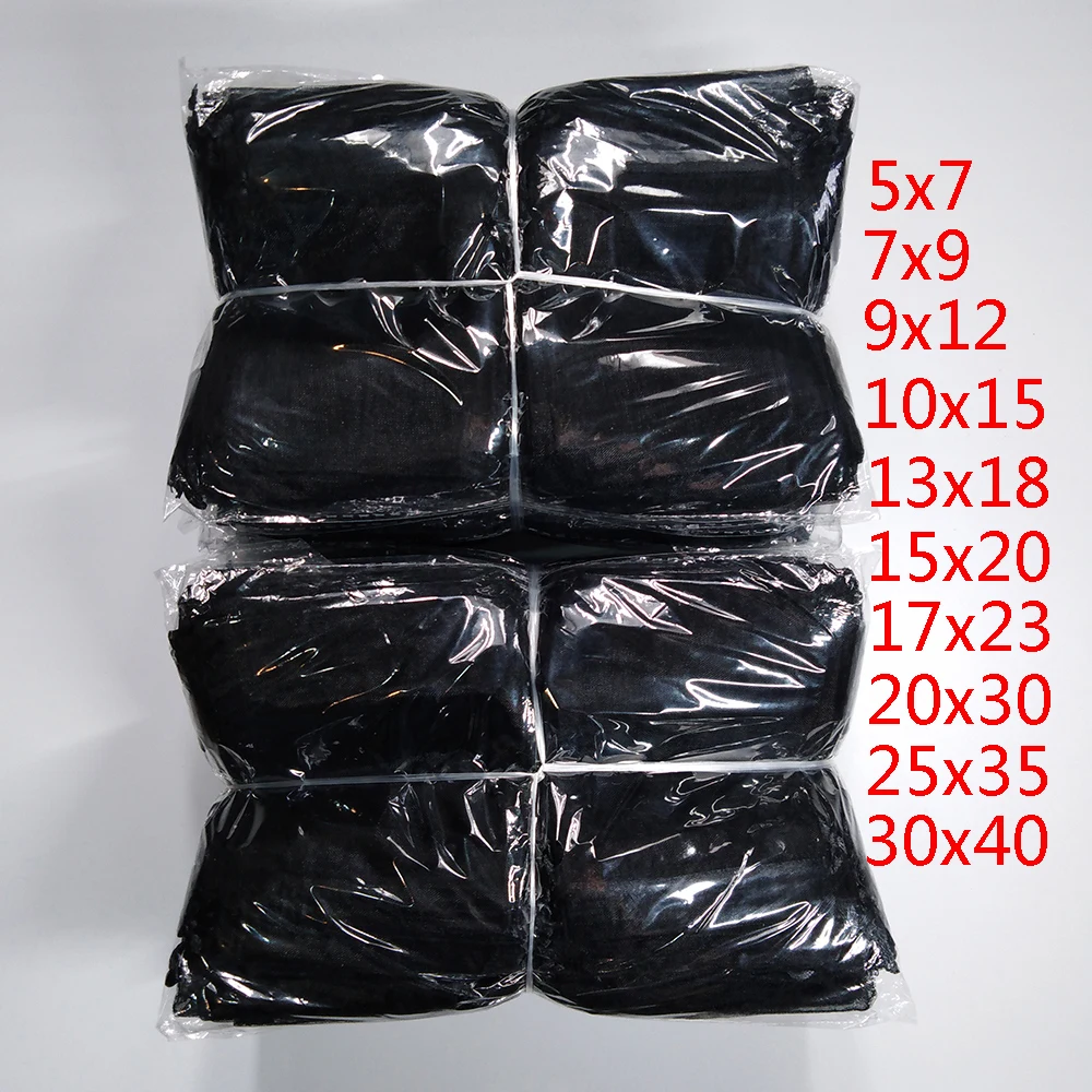 1000Pcs/Lot 7x9 9x12 10x15 13x18 15x20CM 11 Sizes Black Organza Bag Pouches Wedding Party Gift Jewelry Packaging Bags Pouch