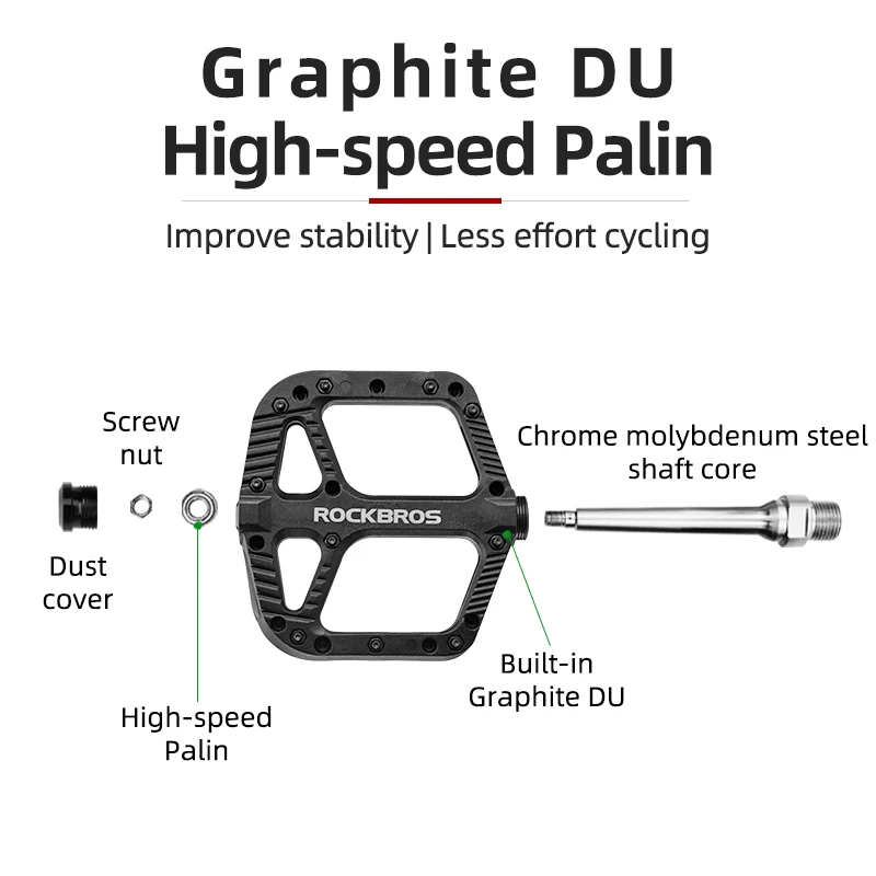 ROCKBROS Ultralight Sealed Bearings Bicycle Pedals Cycling Nylon MTB Road Bike Pedals Flat Platform Bicycle Parts Accessories