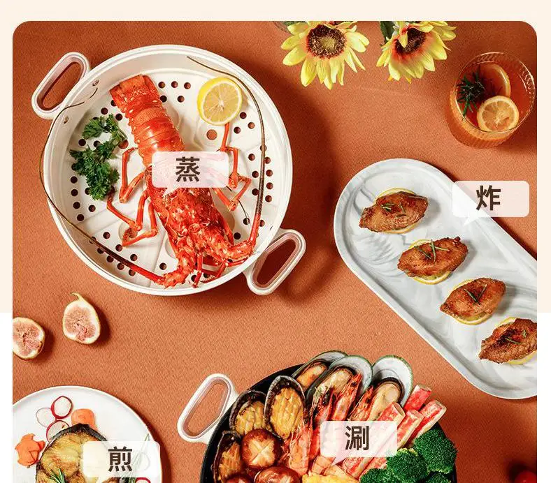 Nồi Lẩu Điện Đa Năng Gia Đình Điện 3L Công Suất Lớn Điện Cho Nồi Lẩu, Nấu Ăn Rau Củ, Canh