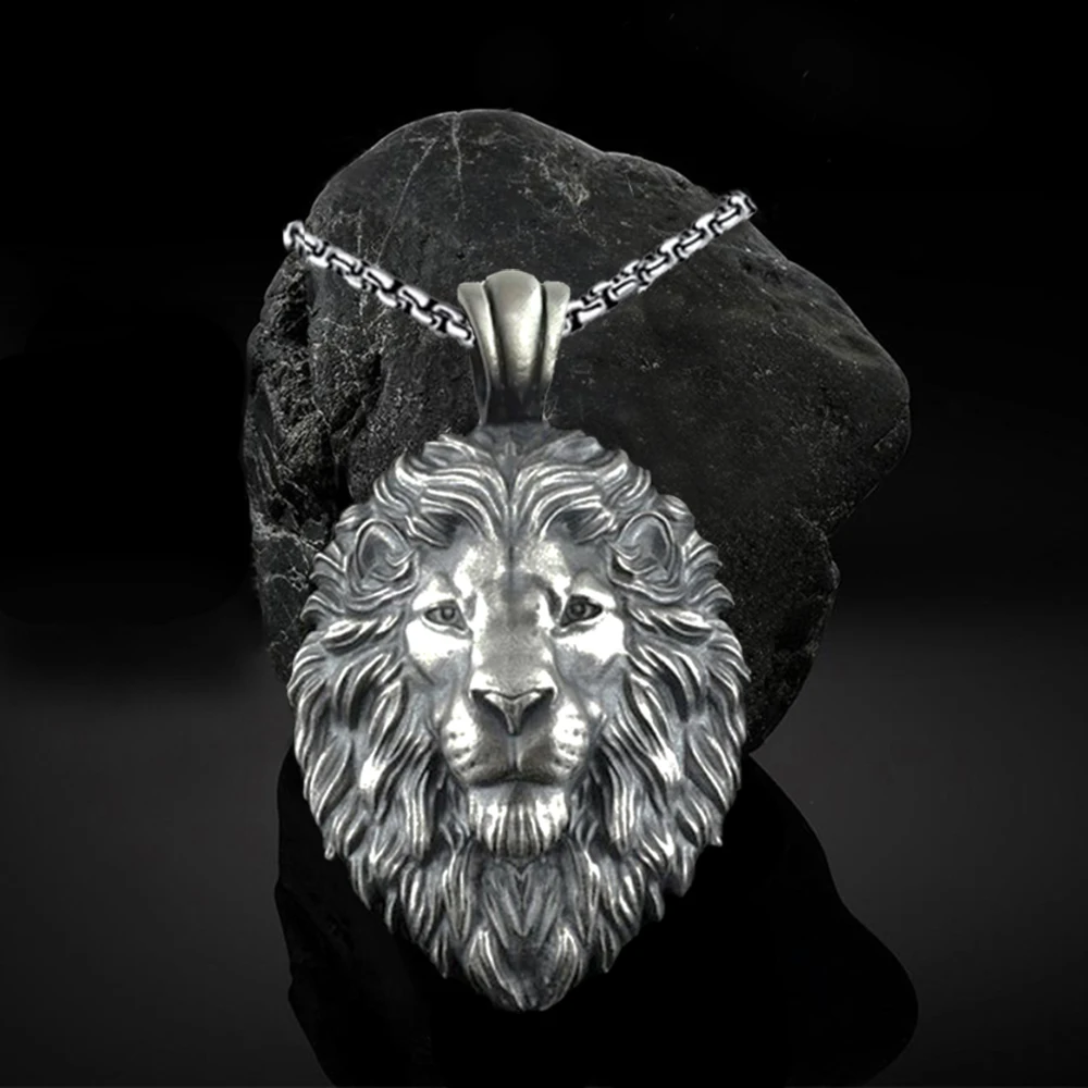 Metal Lion Head Pendant Necklace Men\'s Hip Hop Necklaces Hot New Products European And American ins Personalized Jewelry