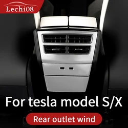 Posteriore di uscita vento trim per tesla model s accessori tesla modello x tesla 2018 modello s auto tesla model s interni in acciaio inox