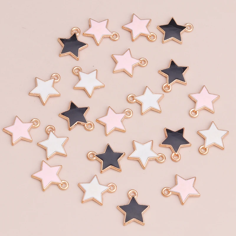 10 pz 13x13mm smalto stelle ciondoli gioielli per Charms fai da te bracciali creazione di orecchini collane perline accessori