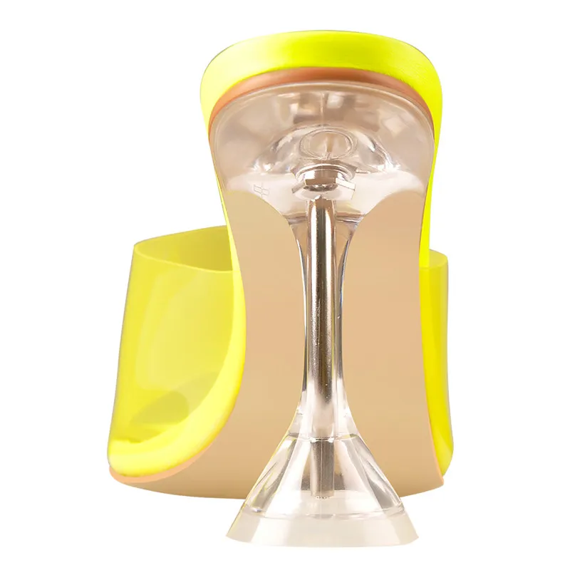 Onlymaker Peep Toe Yellow Transparent Tapered Heels Mules Spike Heels PVC For Summer Plus Size  Sandals