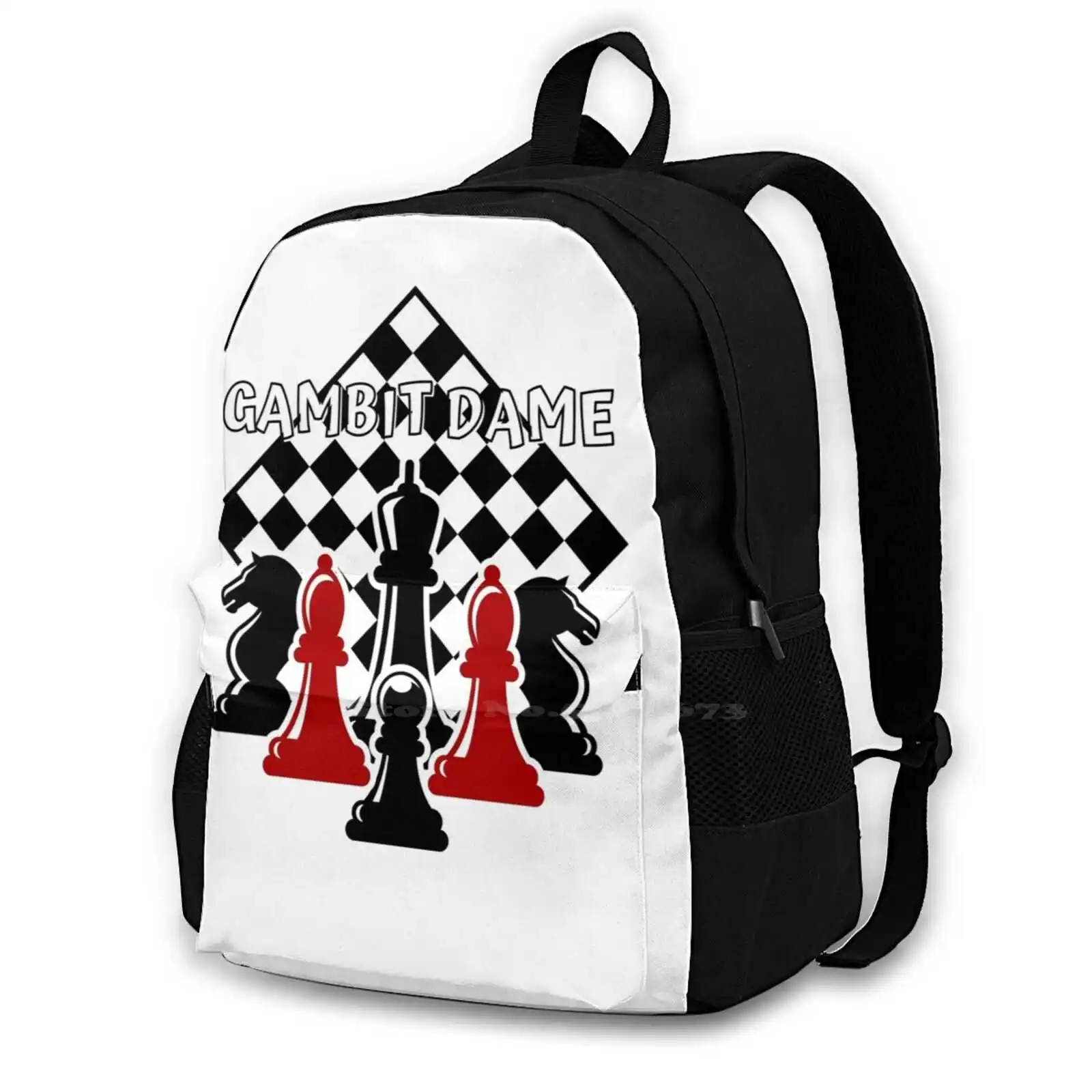 Gambit Lady The Chess T-Shirt Rucksack Knapsack Storage Bag Backpack The Game Lady Game Failure Checkmate Chessboard Strategy