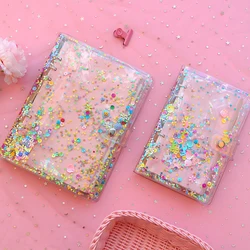 A5 A6 Cute Transparent PVC Sequins Cover Office School 6 Rings Binder Spiral Planner Agenda Organizer Notebooks Stationery