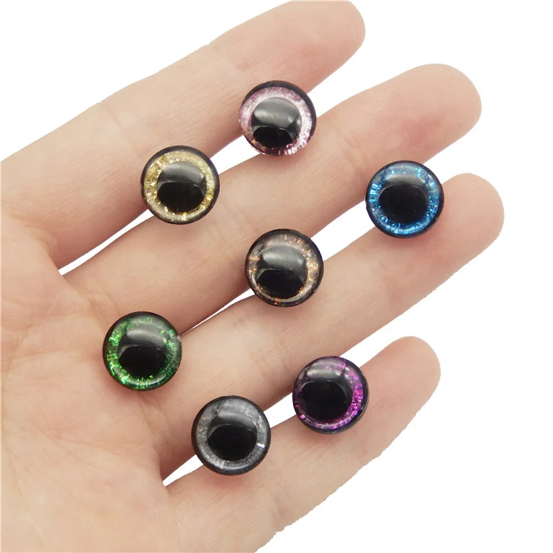 Julie Wang 14PCS In Pair 12mm Plastic Animal Safety Sequins Eyes Buttons With Washers For Toy Doll Eyeball Making Accessory