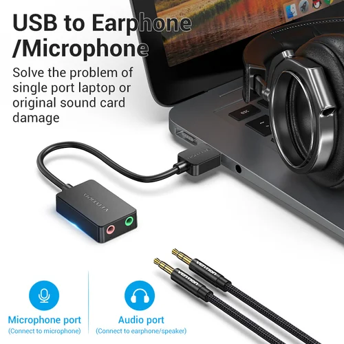 Imagen 2 del producto Tarjeta de sonido Vention USB a adaptador de interfaz de Audio de 3,5mm tarjeta de sonido externa para PC portátil PS4 auriculares micrófono tarjeta de sonido USB