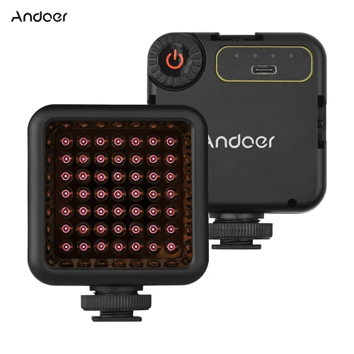 Andoer IR49S Mini luz de visión nocturna IR luz de fotografía infrarroja para cámara de vídeo videocámara batería recargable incorporada