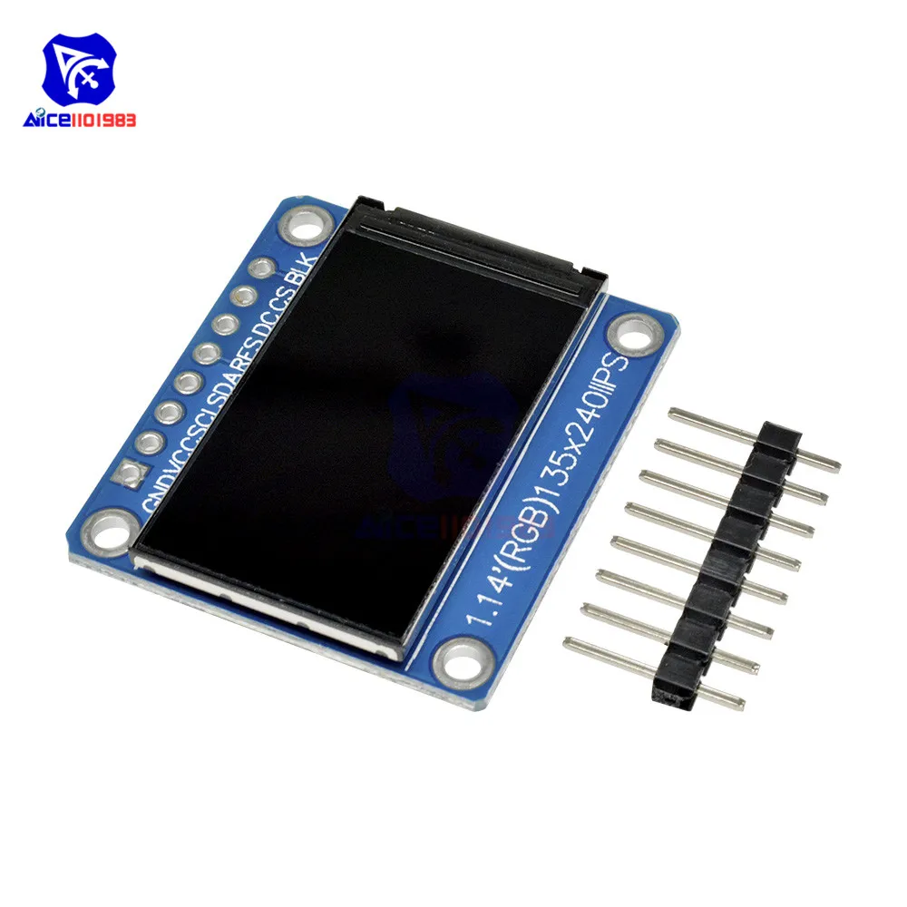 Diymore 1.14 Inch Spi 240X135 Rgb Tft Lcd Display Module ST7789 Ips Hd Lcd-scherm Voor Arduino C51 STM32 3.3V Met Pin