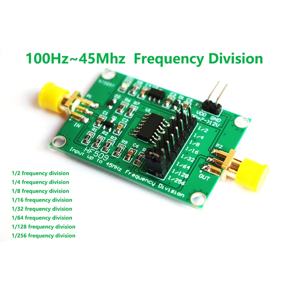 HF509 100Hz~45Mhz Fractional Divider Module2-4-8-64-128-256 Frequency Division