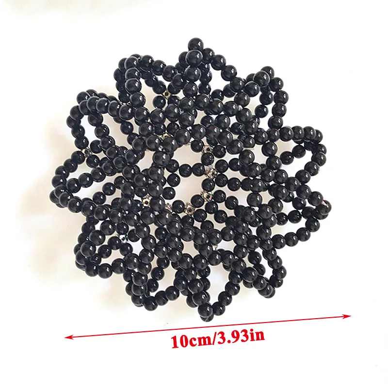 Crystal Hair Bun Covers Pearl Elastic Hair Net Ornament Crochet Handmade Hair Snood Ballet Dancing Snood Net Hair Accessories
