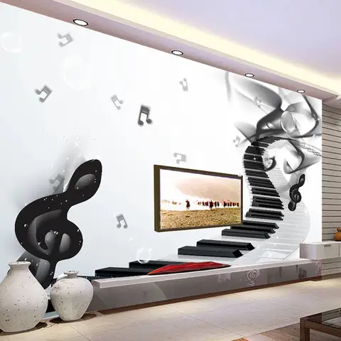 Custom 3D Wallpaper Modern Fashion Musical Note Murals Abstract Art Background Wall Stickers 3D Self-Adhesive Waterproof Poster