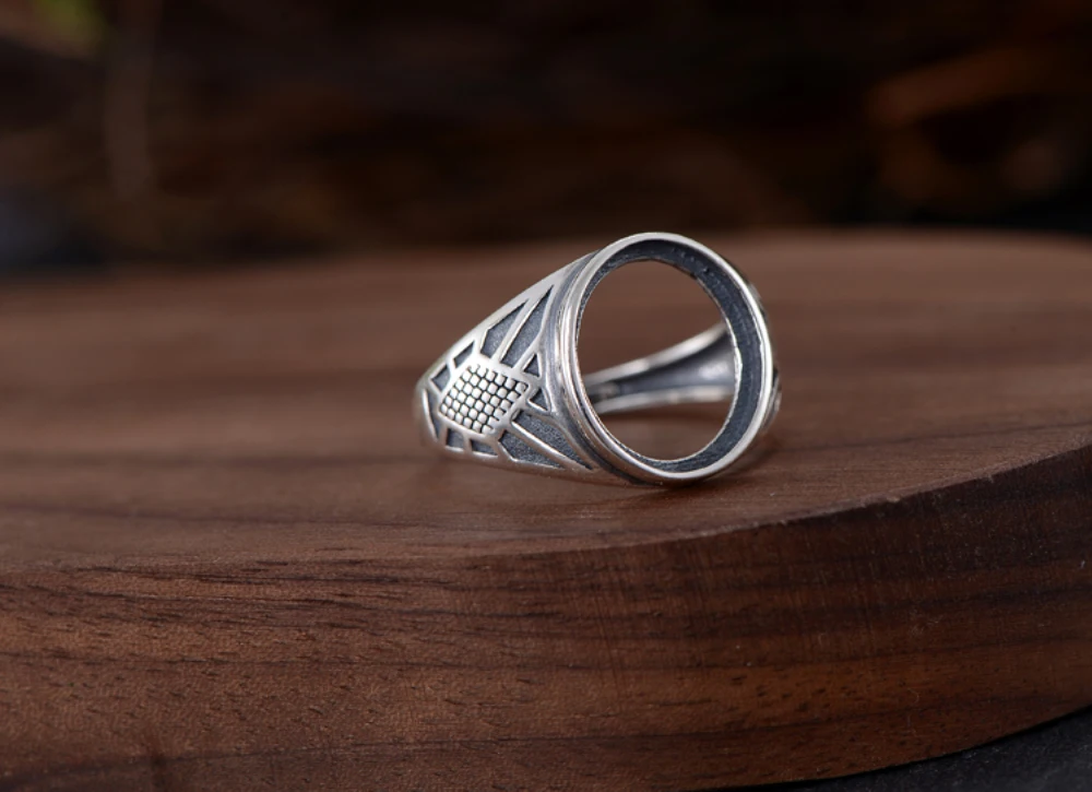 Ring Blank (11x13mm Oval Blank) Adjustable Thai Sterling Silver Ring Setting Oval Cabochon Ring Base