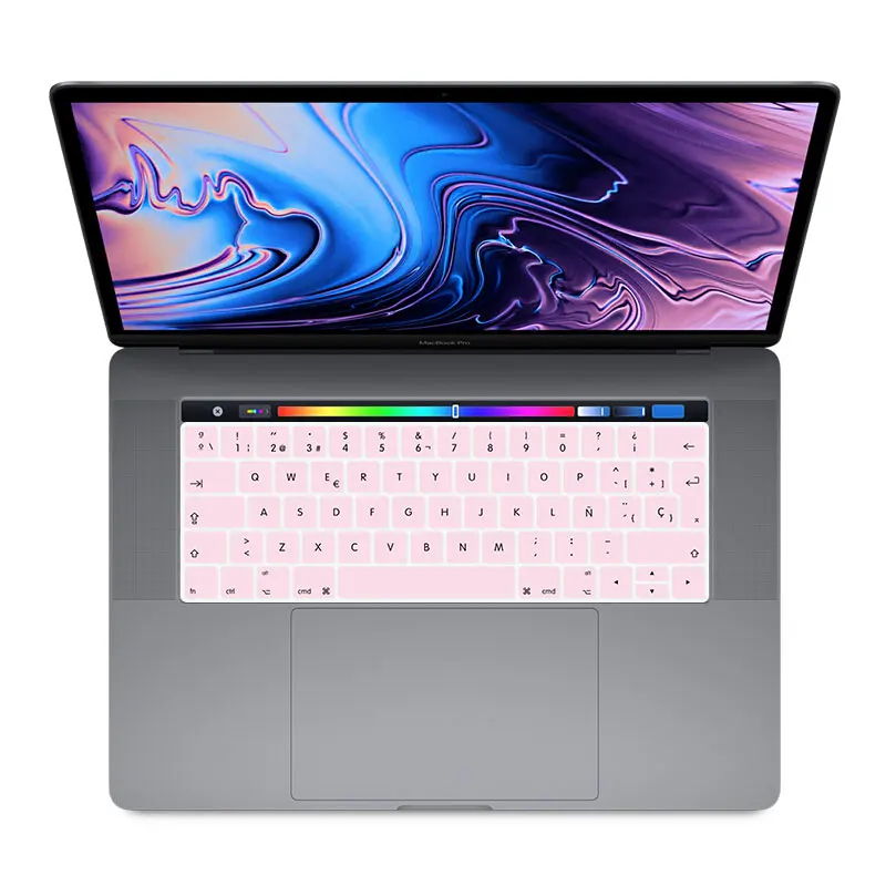 HRH Spanish EU Silicone Keyboard Cover for Mac Pro 13.3 A1706 A1989 A2159 15.4 A1707 A1990 2016/ 2017/2018/2019 With Touch Bar