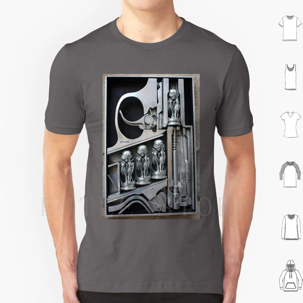 H. R. Giger Museum-Entrance Statue. Gruyeres , Switzerland T Shirt DIY Big Size 100% Cotton Giger Museum Statue Gun Bullet