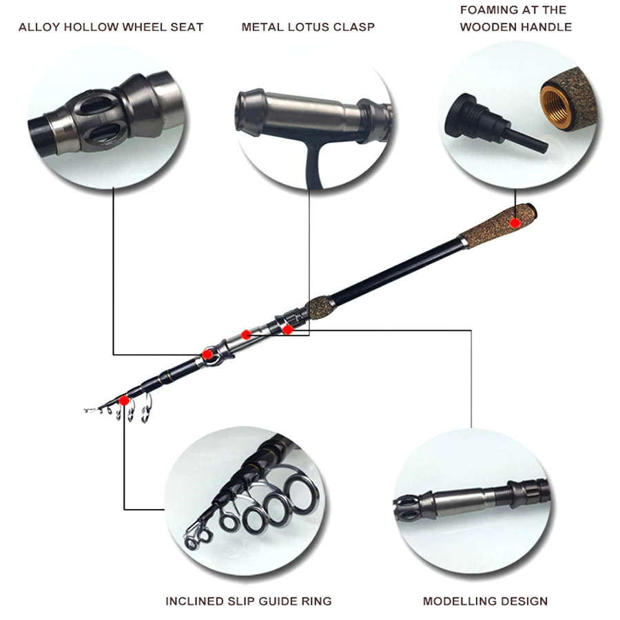 Ultra-light High Carbon Fiber Telescopic Fishing Rod 1.8/2.1/2.7m Hard Durable Feeder for Sea Rock Carp Fishing Spinning Pole