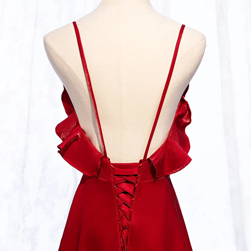 Vestido De Festa เซ็กซี่ Backless Burgundy ชุดราตรียาวชุดยาว A-Line ชุดราตรี 2020 แฟชั่น Robe De Soiree