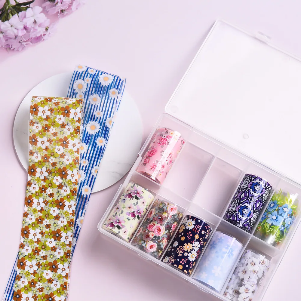 10 Muster neue Metall-Nagelfolien für Transferpapier-Aufkleber, florale Chamäleon-Nägel, Wraps, DIY, Wasser, Marmor, Nagelkunst-Dekorationen – Detail 12