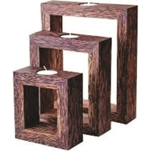 Qtük עץ pcs סט כיכר פמוט 10-20-30 cm