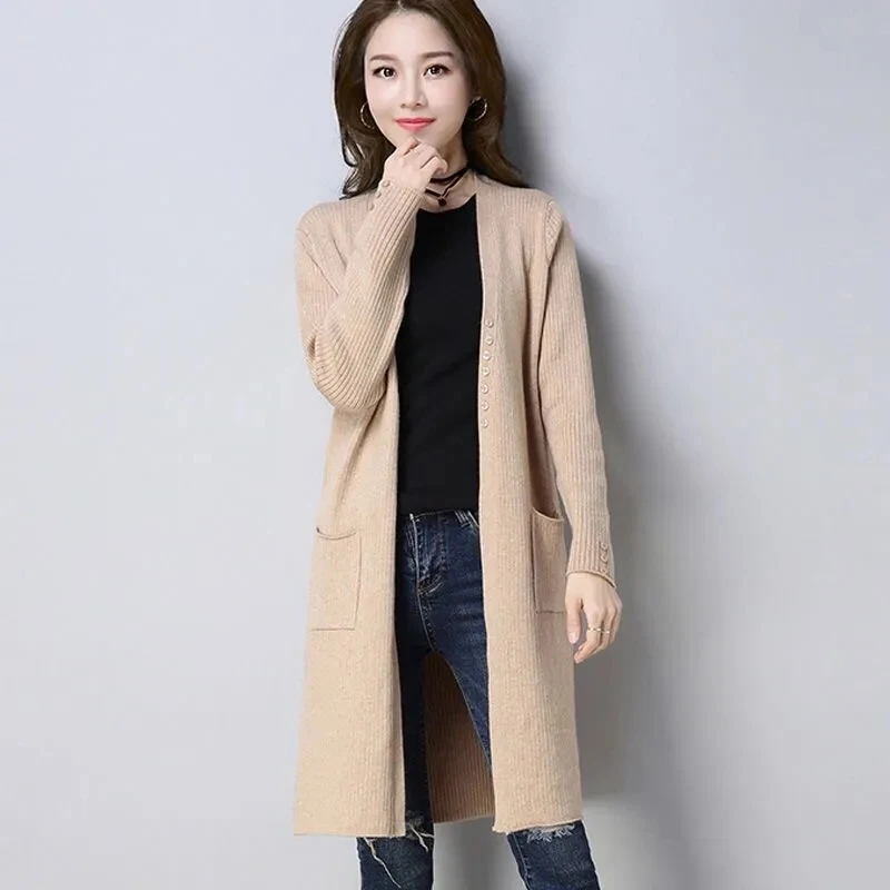 Autumn Winter Cardigan Female Casual Sweater Women Long Sleeve Solid Jumper Korean Knitted Cardigans Coat Loose Sweaters G1434