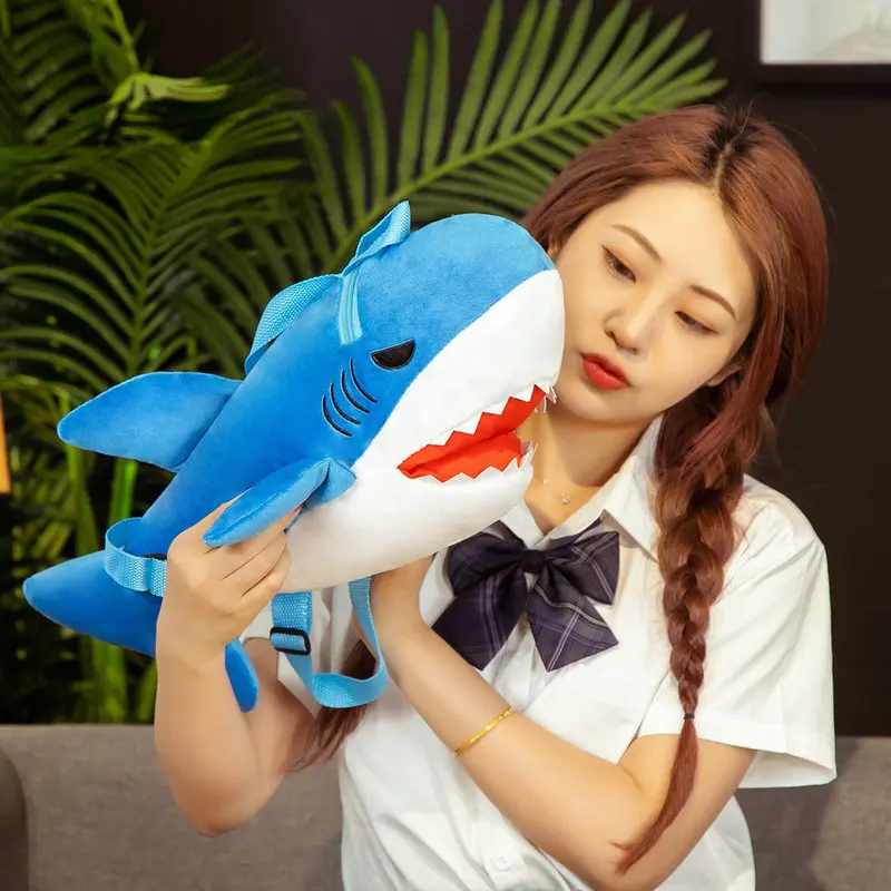 Sac à dos requin en peluche, poupées en peluche, oreiller doux, jouets mignons, cadeau d'anniversaire et de Noël, nouveau style, 50cm, 1PC